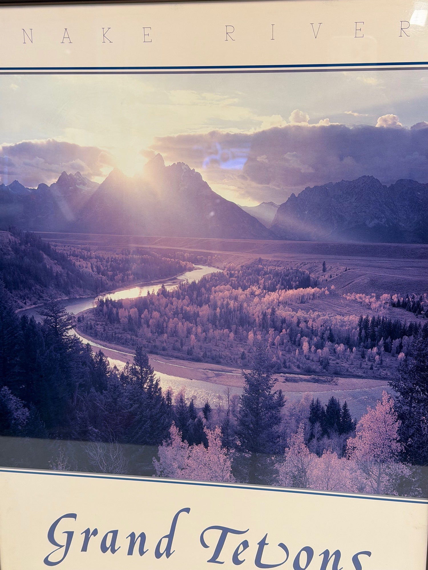 Grand Tetons Snake River Mountain Landscape Framed Art Print