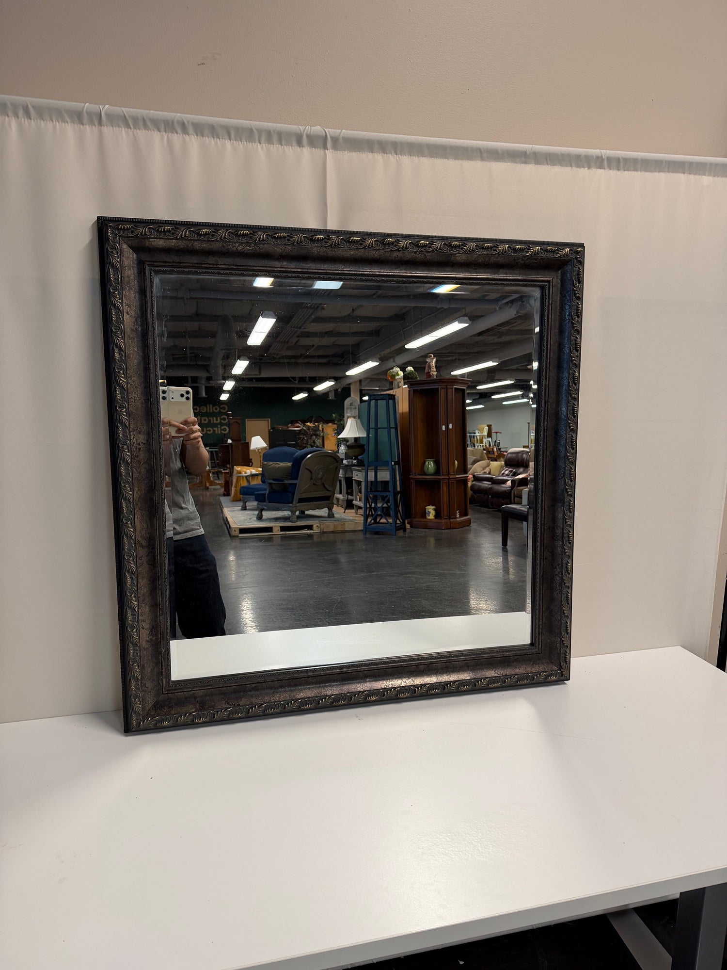 Ornate Square Beveled Wall Mirror