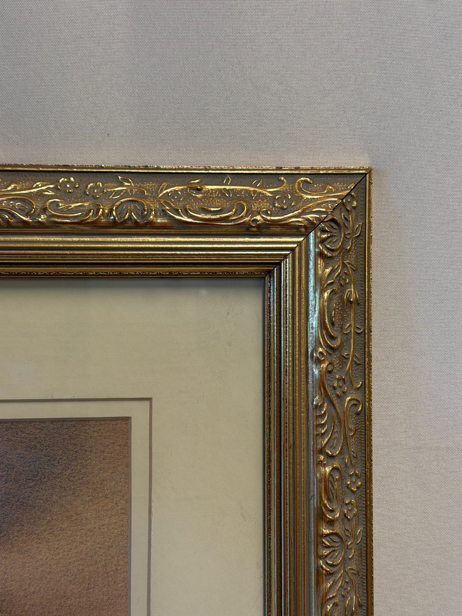 Botanical Rose Floral Art Print in Ornate Gold Frame