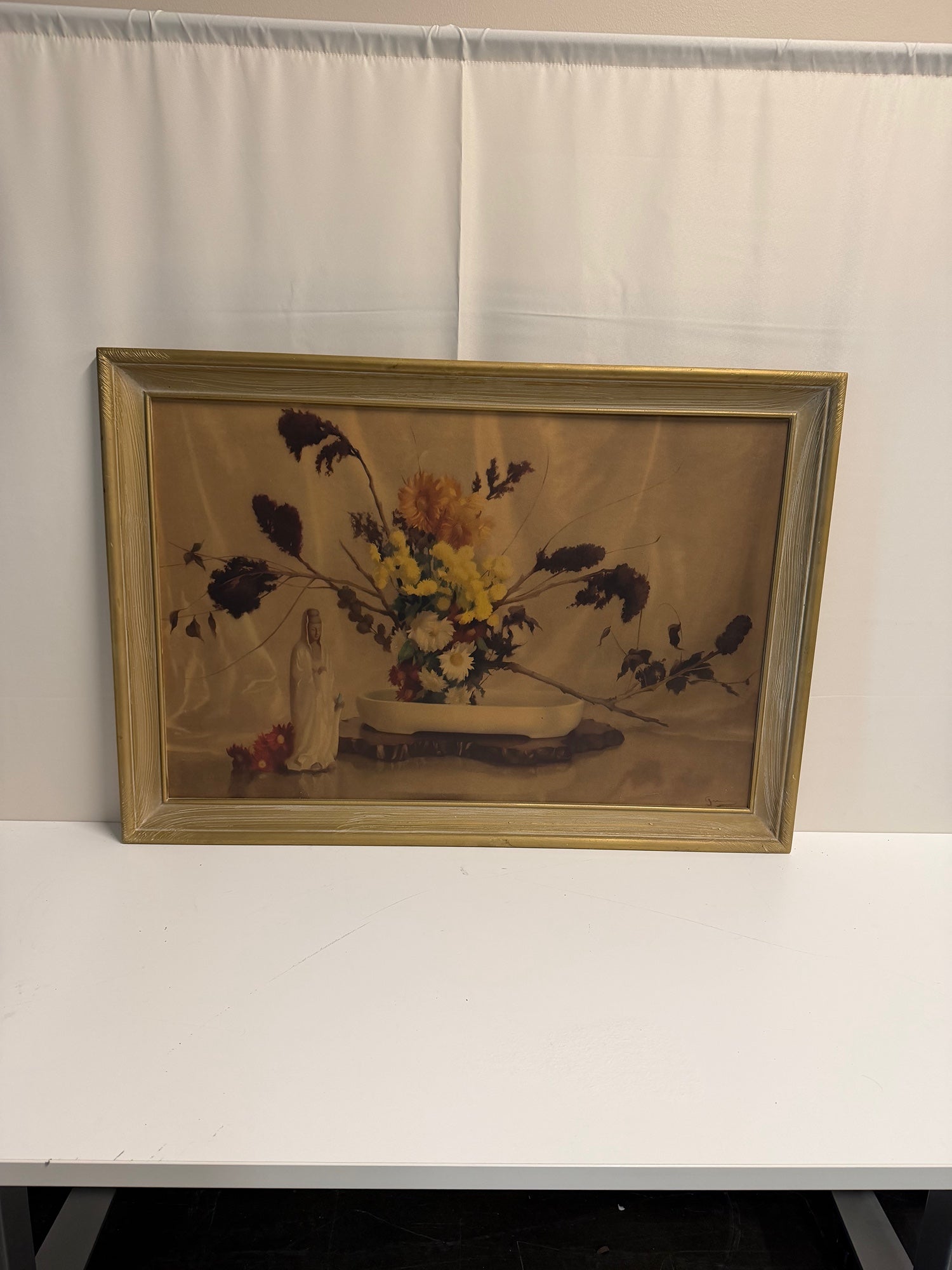 Antique Oriental Painting 'THE ORIENTAL BOWL' W/ GIESHA GIRL SIGNED