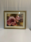 Botanical Rose Floral Art Print in Ornate Gold Frame