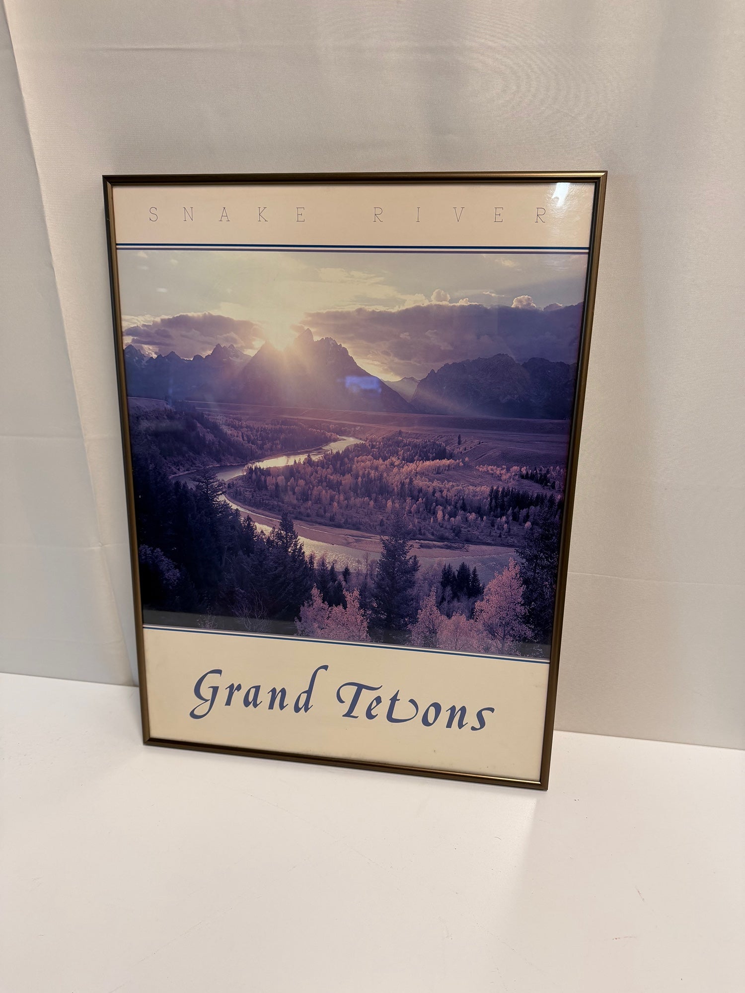 Grand Tetons Snake River Mountain Landscape Framed Art Print