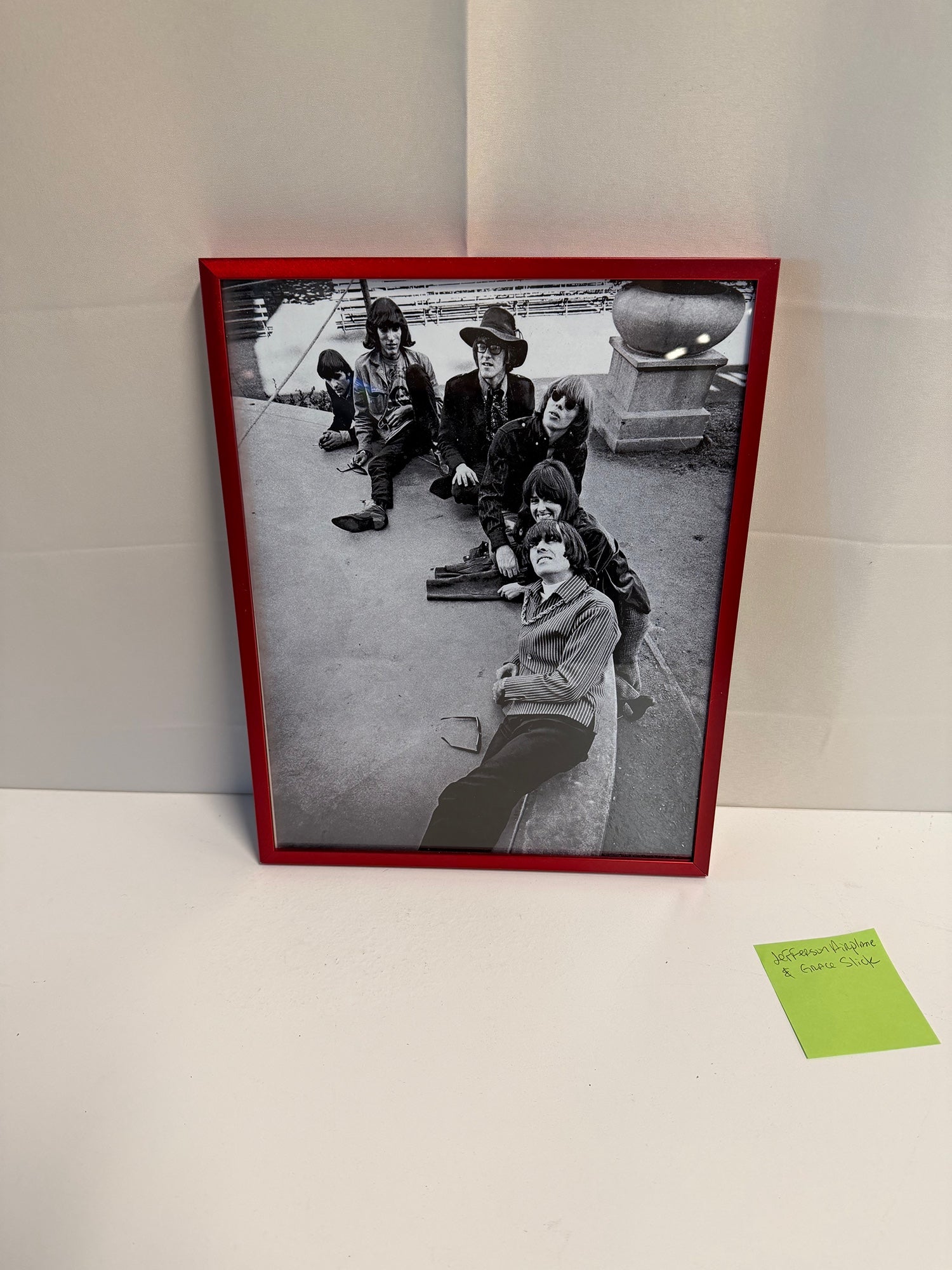 Jefferson Airplane & Grace Slick Black and White Band Photo Print in Red Frame