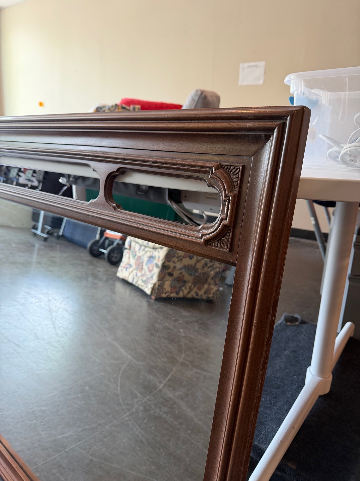 Ornate Brown Wood Frame Rectangular Mirror by Style Mark