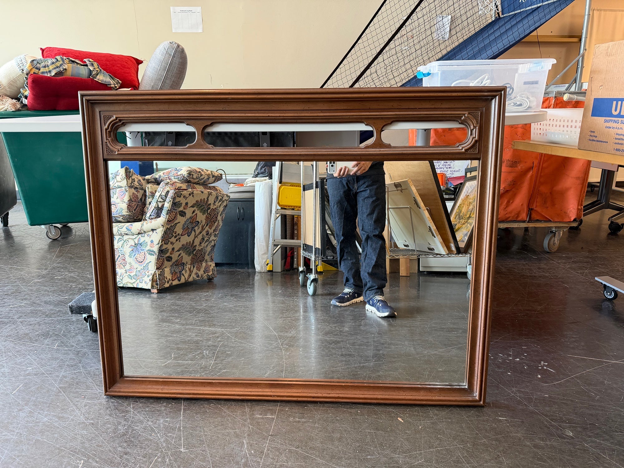 Ornate Brown Wood Frame Rectangular Mirror by Style Mark