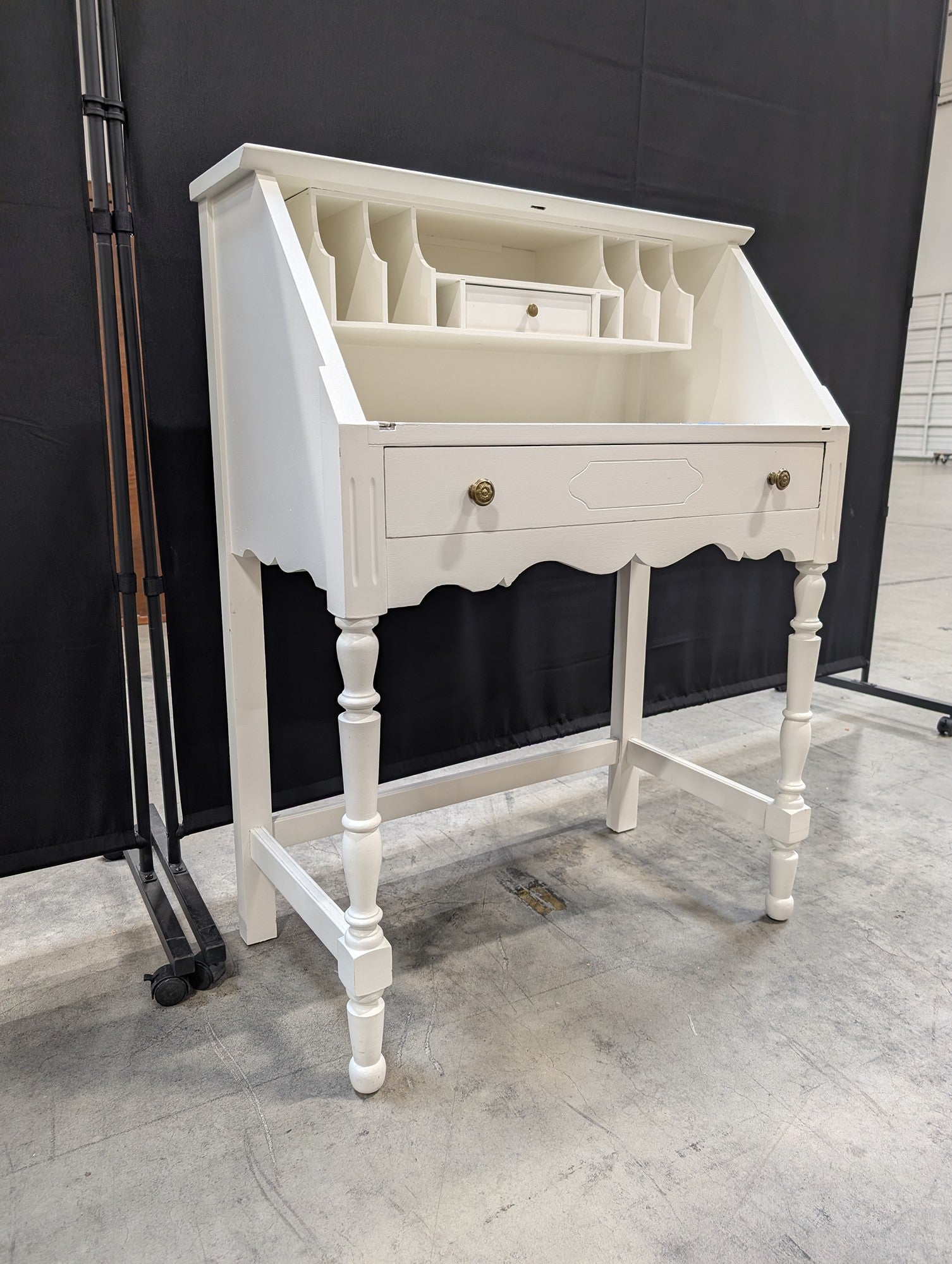 Charming White Wood Secretary Desk