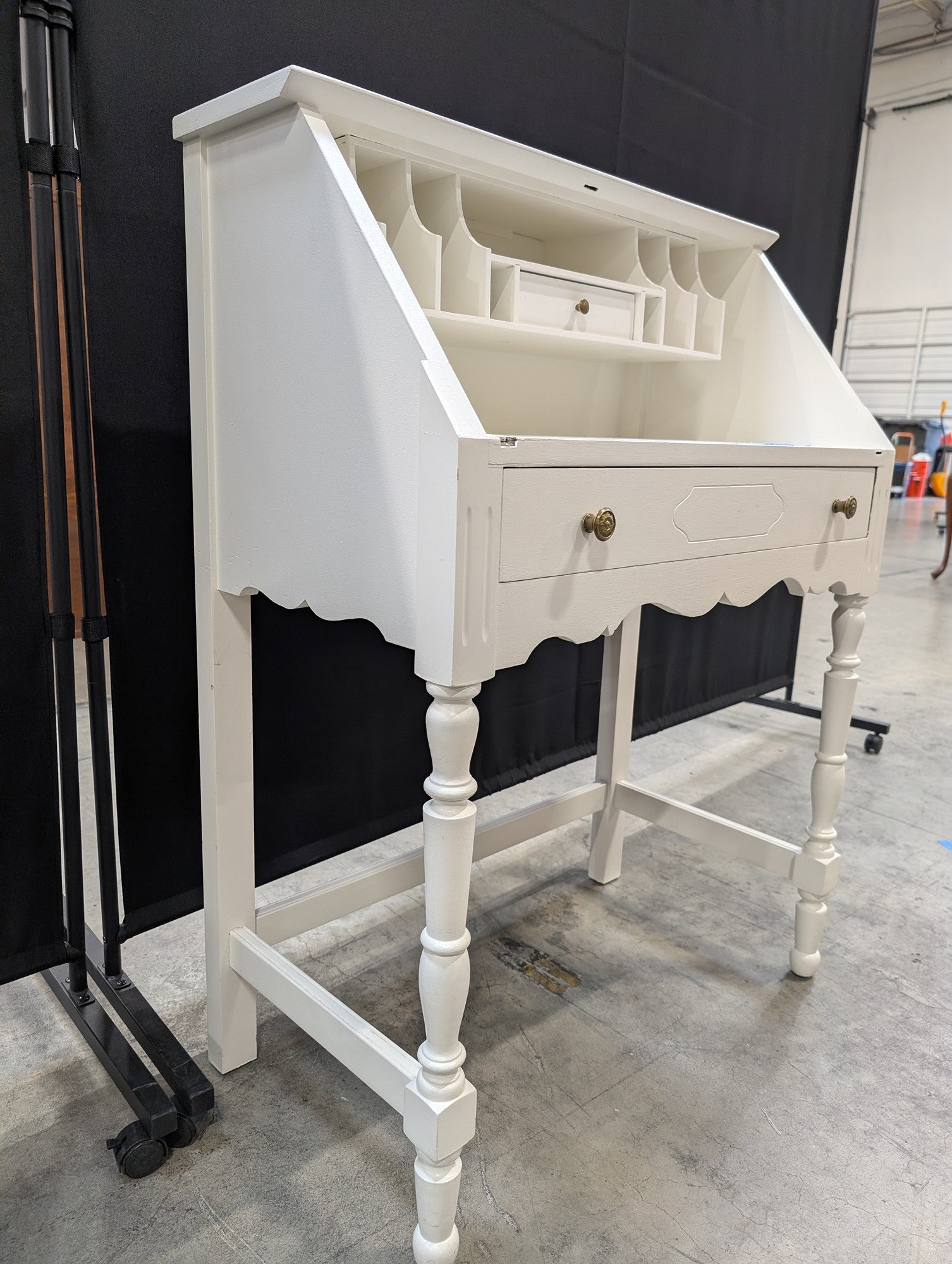 Charming White Wood Secretary Desk