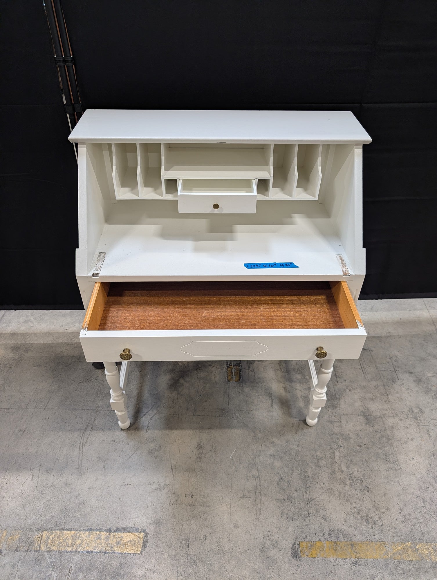 Charming White Wood Secretary Desk
