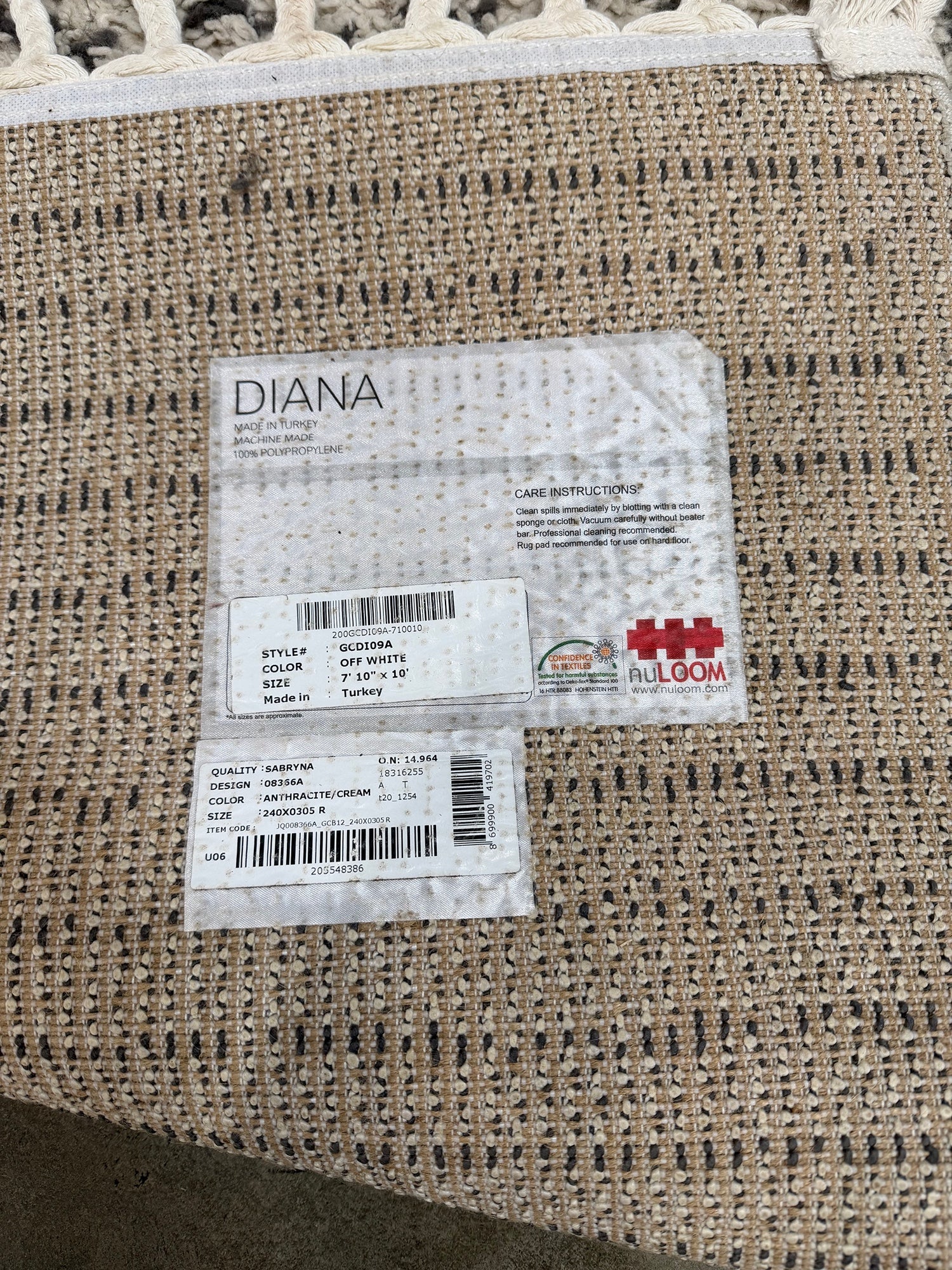 nuLOOM DIANA Sabryna Off White Shag Area Rug 7'10" x 10’