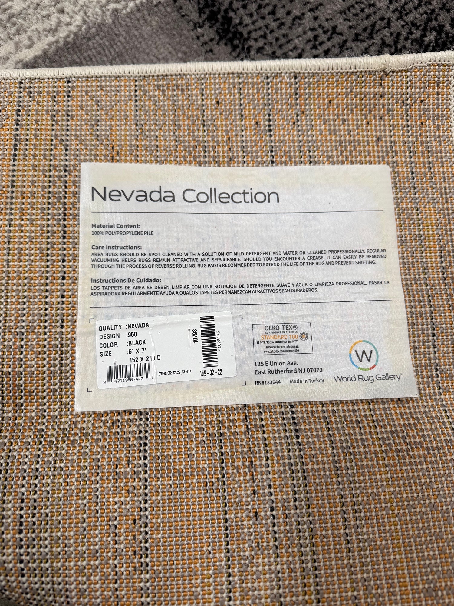 Nevada Collection 950 Black 5 x 7 Area Rug