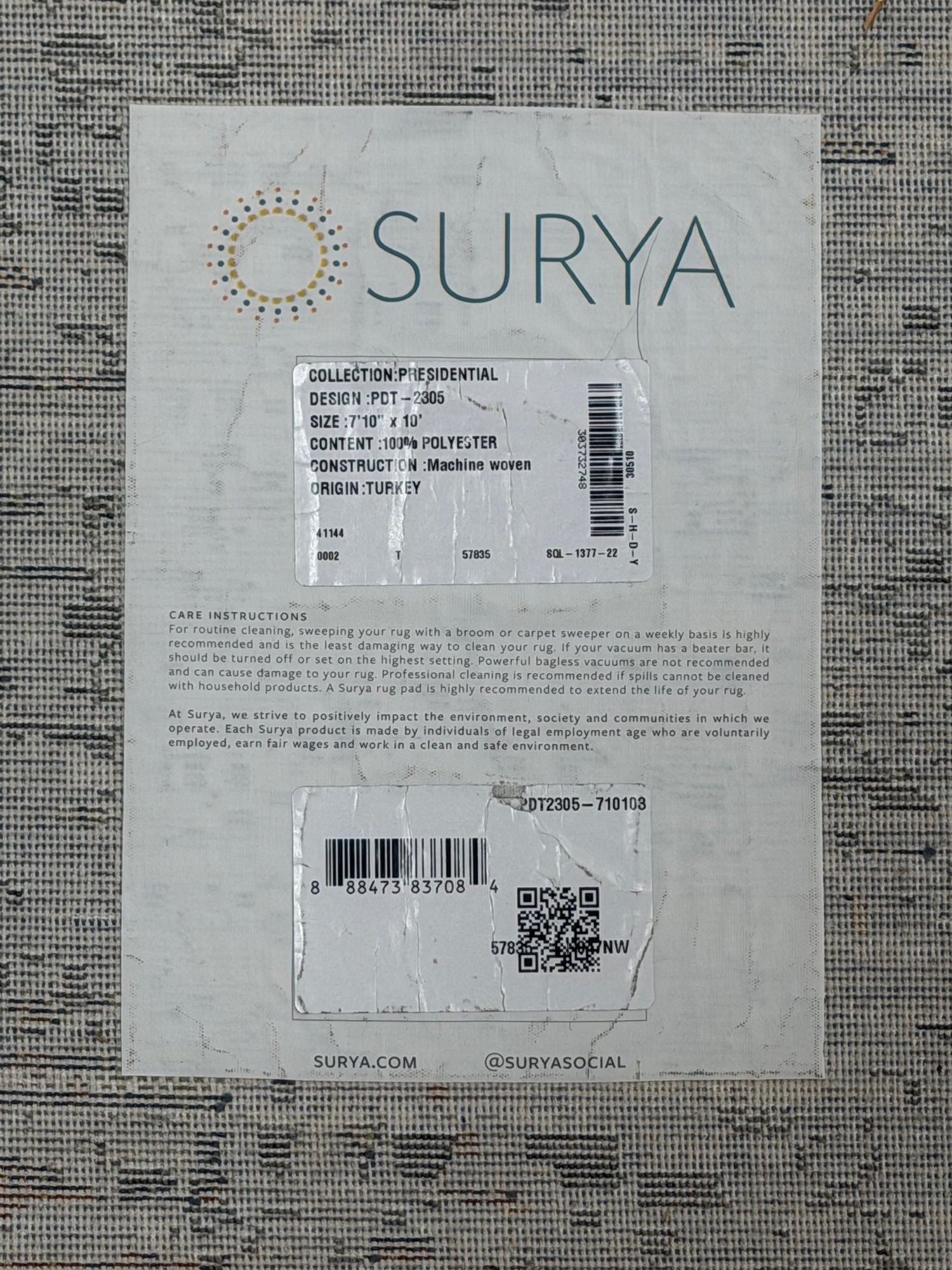 SURYA Presidential PDT-2305 Polyester 7’10” x 10’ Area Rug