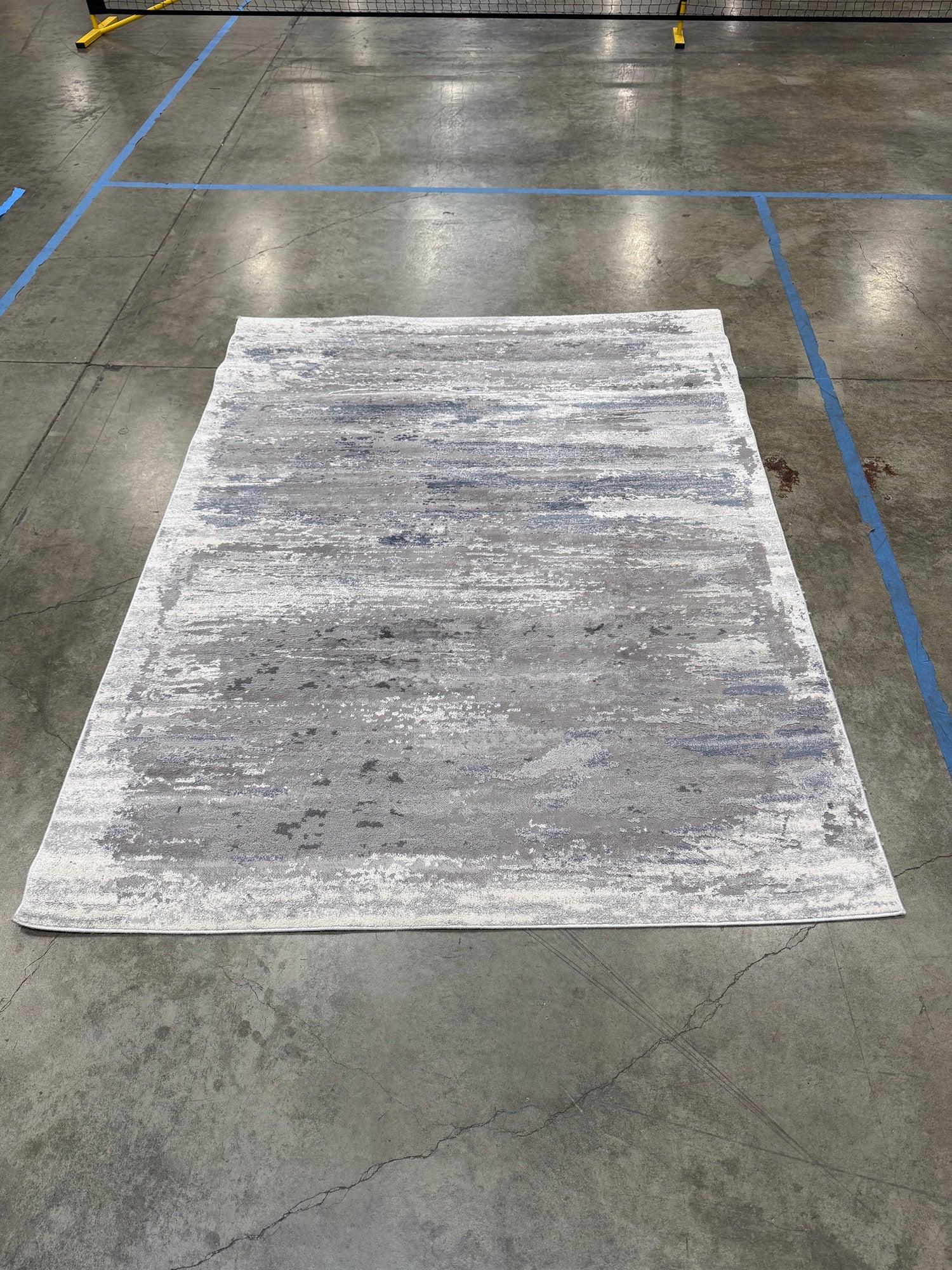 Shabby Chic Modern Abstract Area Rug 5'3" x 6'11" Grey Blue White