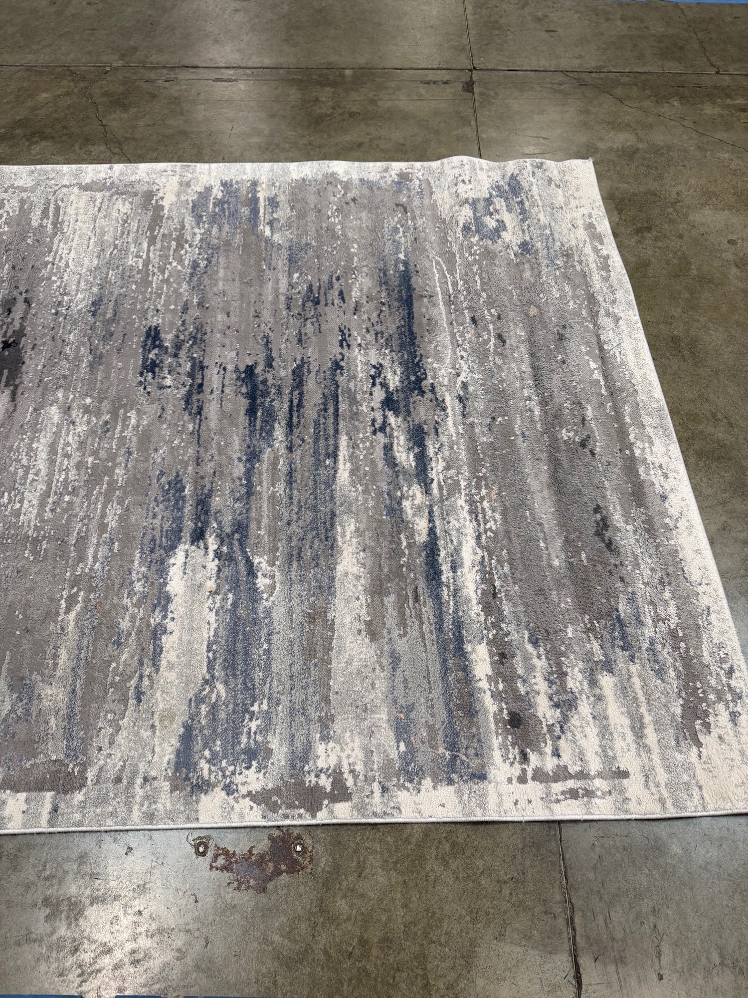 Shabby Chic Modern Abstract Area Rug 5'3" x 6'11" Grey Blue White