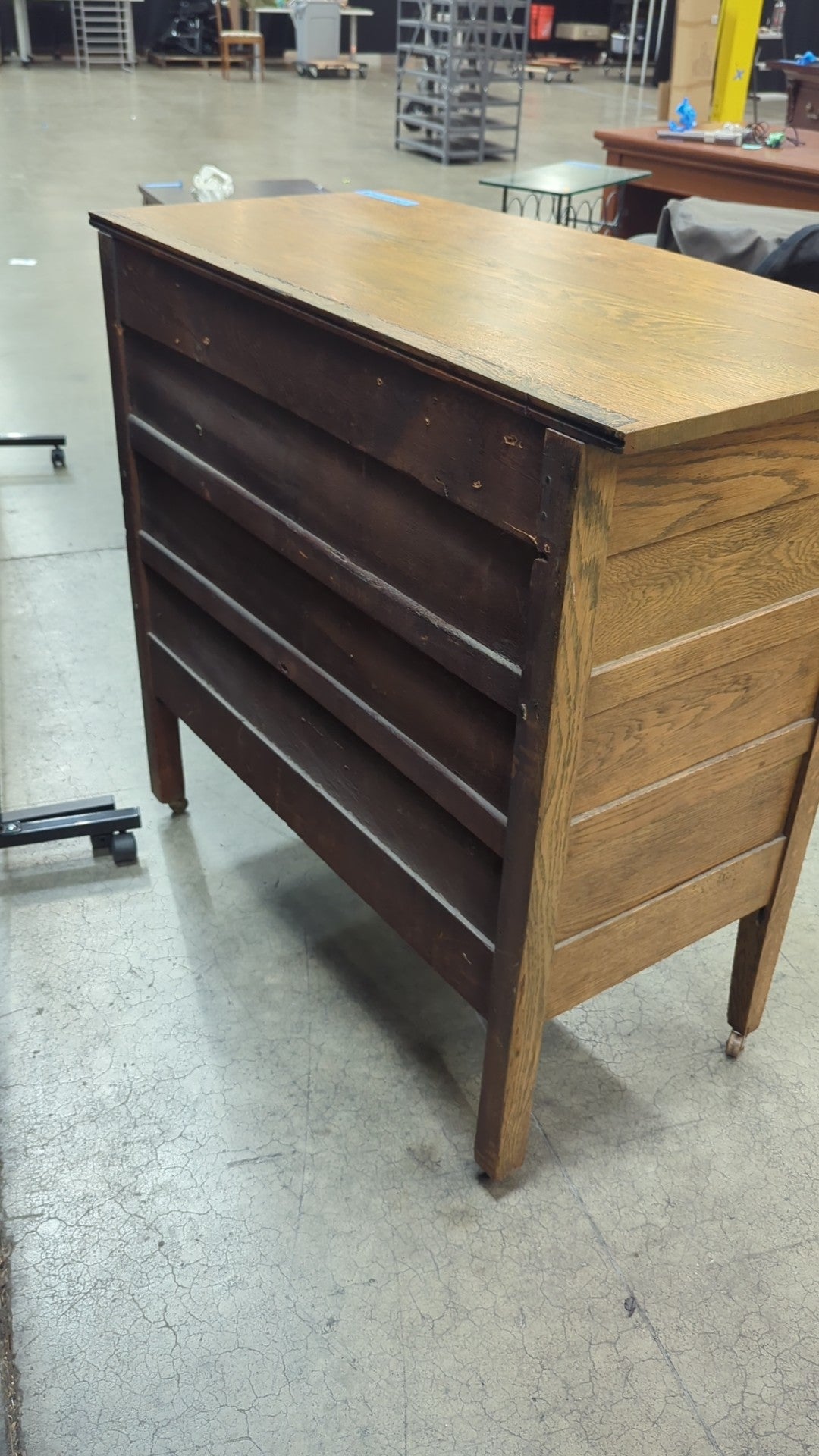 Light Oak Four-Drawer Dresser with Casters