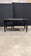 Black Wood Two-Drawer Desk with White Knobs