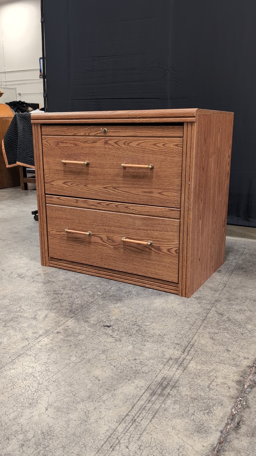 Medium Brown Two-Drawer Office Filing Cabinet with Lock