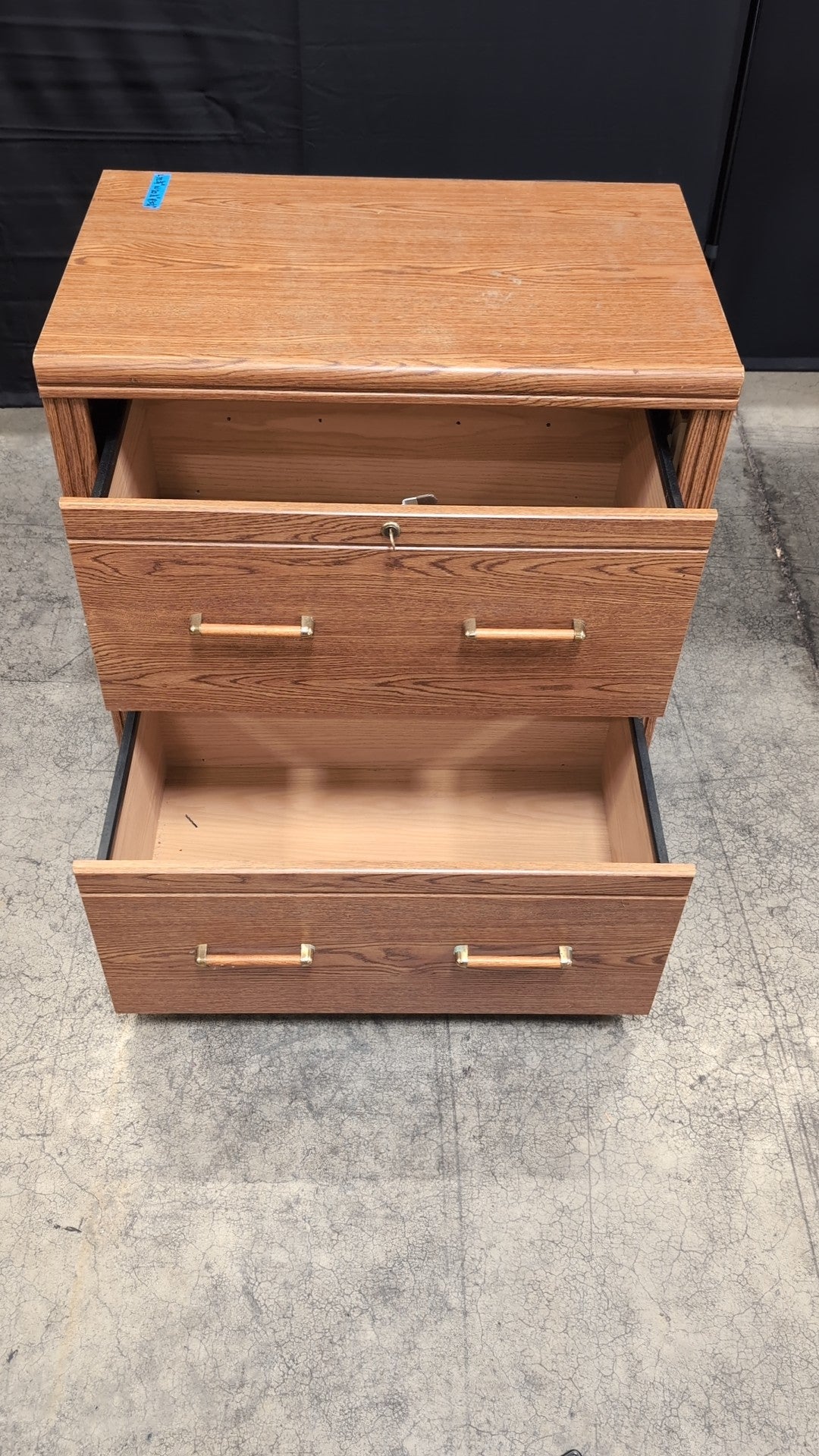Medium Brown Two-Drawer Office Filing Cabinet with Lock