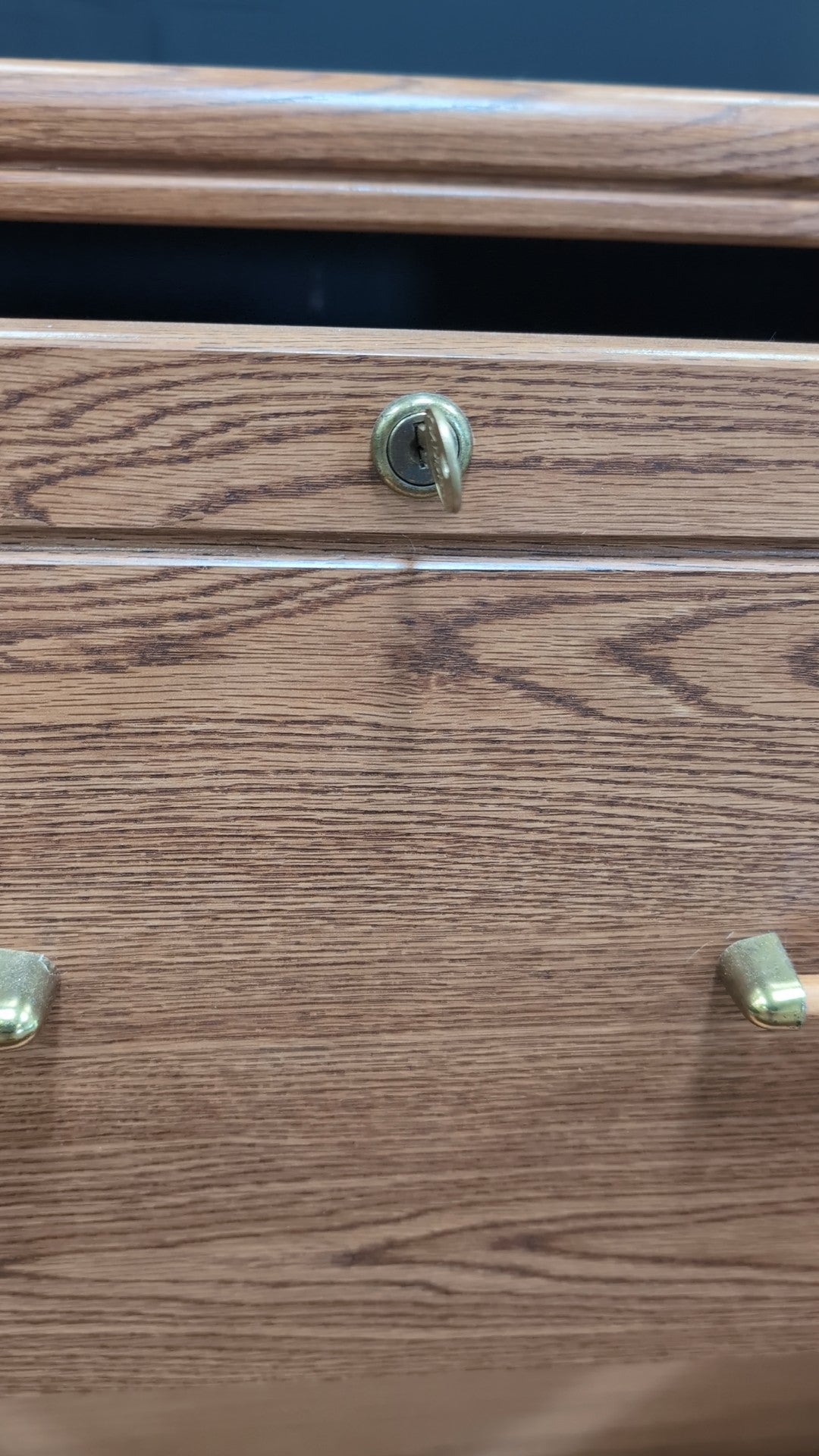 Medium Brown Two-Drawer Office Filing Cabinet with Lock