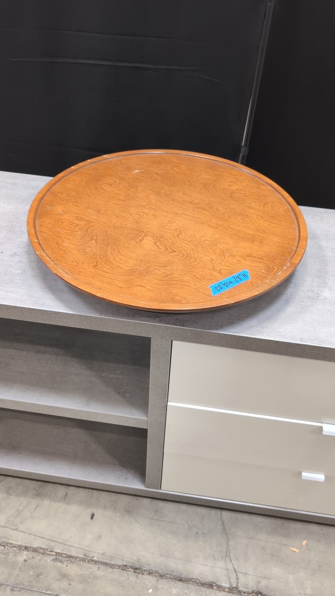 Round Wood Lazy Susan in Medium Brown
