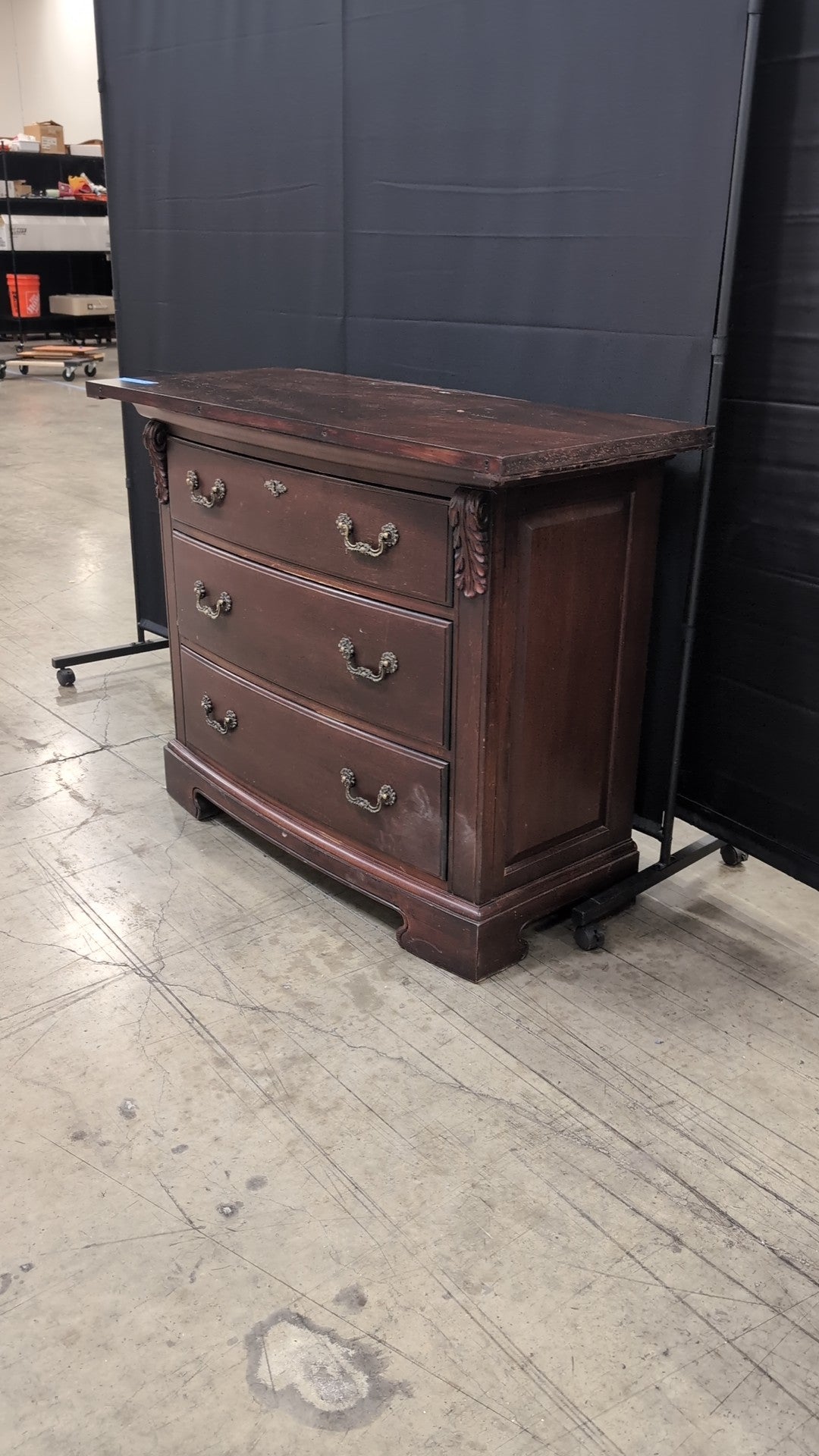 Thomasville Dark Wood Three-Drawer Dresser with Ornate Hardware