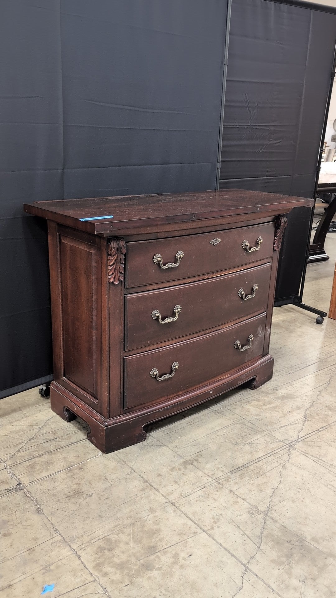Thomasville Dark Wood Three-Drawer Dresser with Ornate Hardware