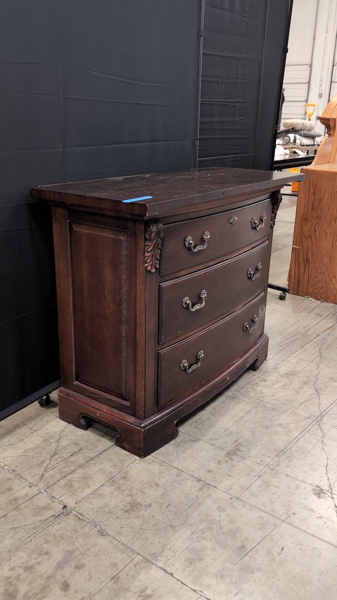 Thomasville Dark Wood Three-Drawer Dresser with Ornate Hardware