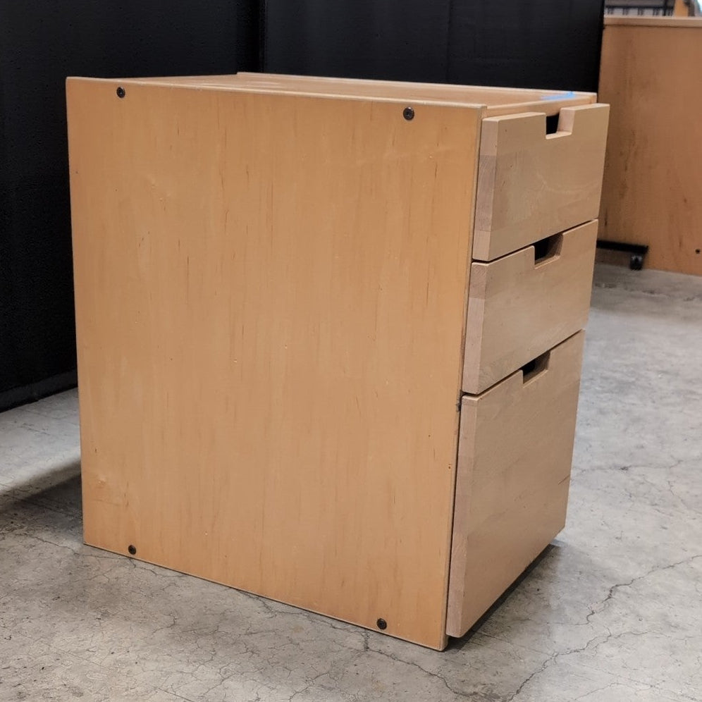 Scandinavian Light Wood Three-Drawer file cabinet