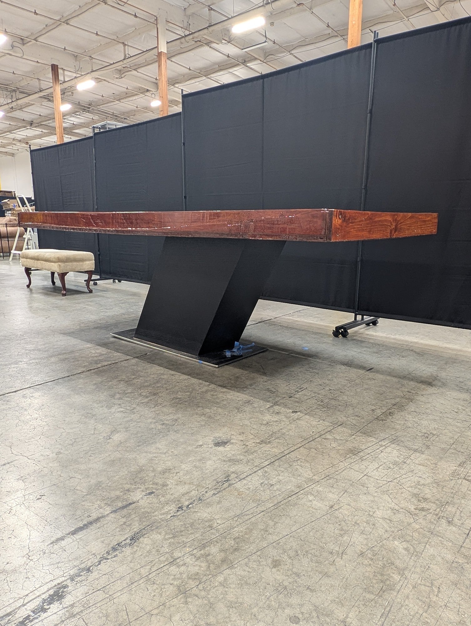 Unique Wood and Resin Dining Table with Pedestal Base