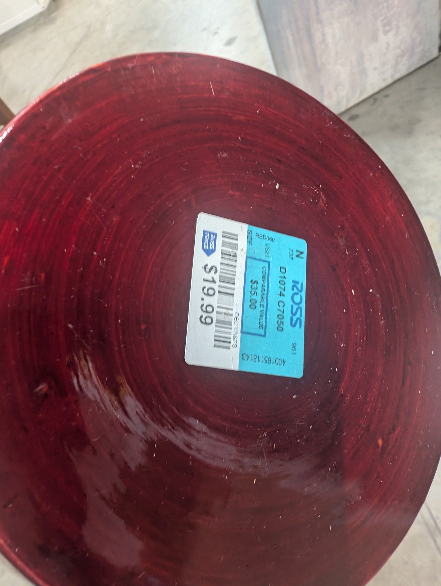 ROSS Red Lacquered Bamboo-Style Floor Vase