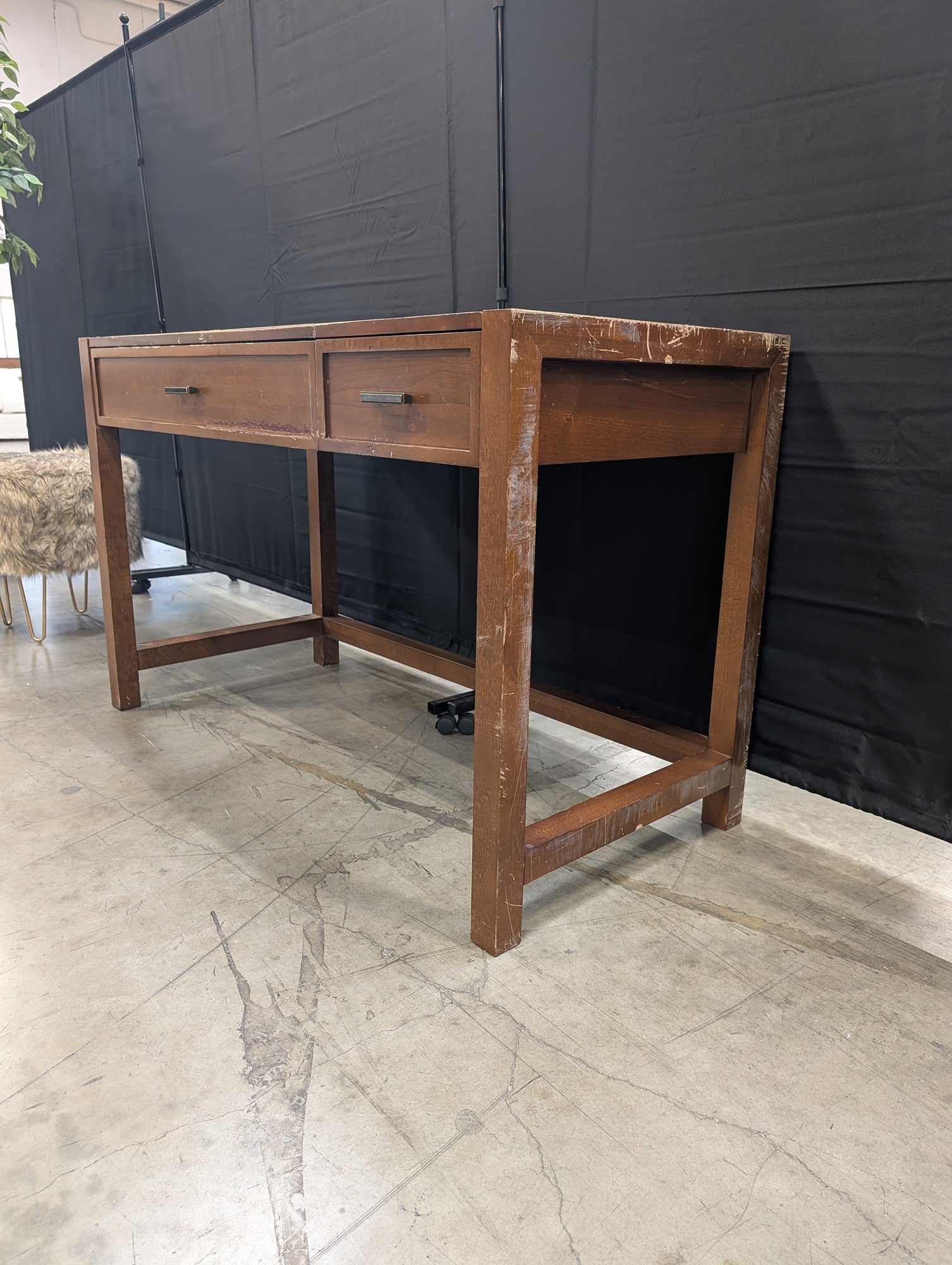 Brown Wood Front Drop Desk