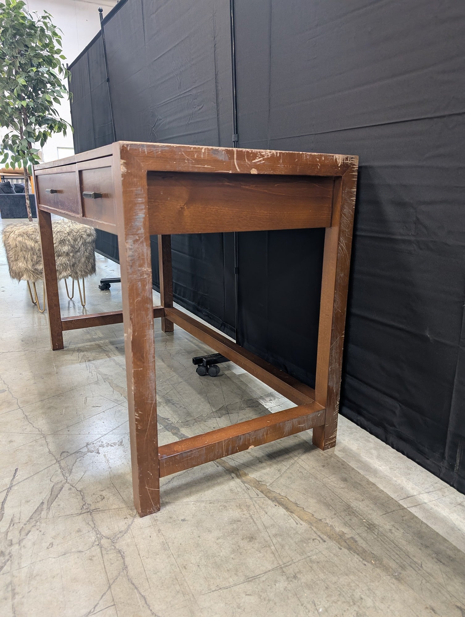 Brown Wood Front Drop Desk