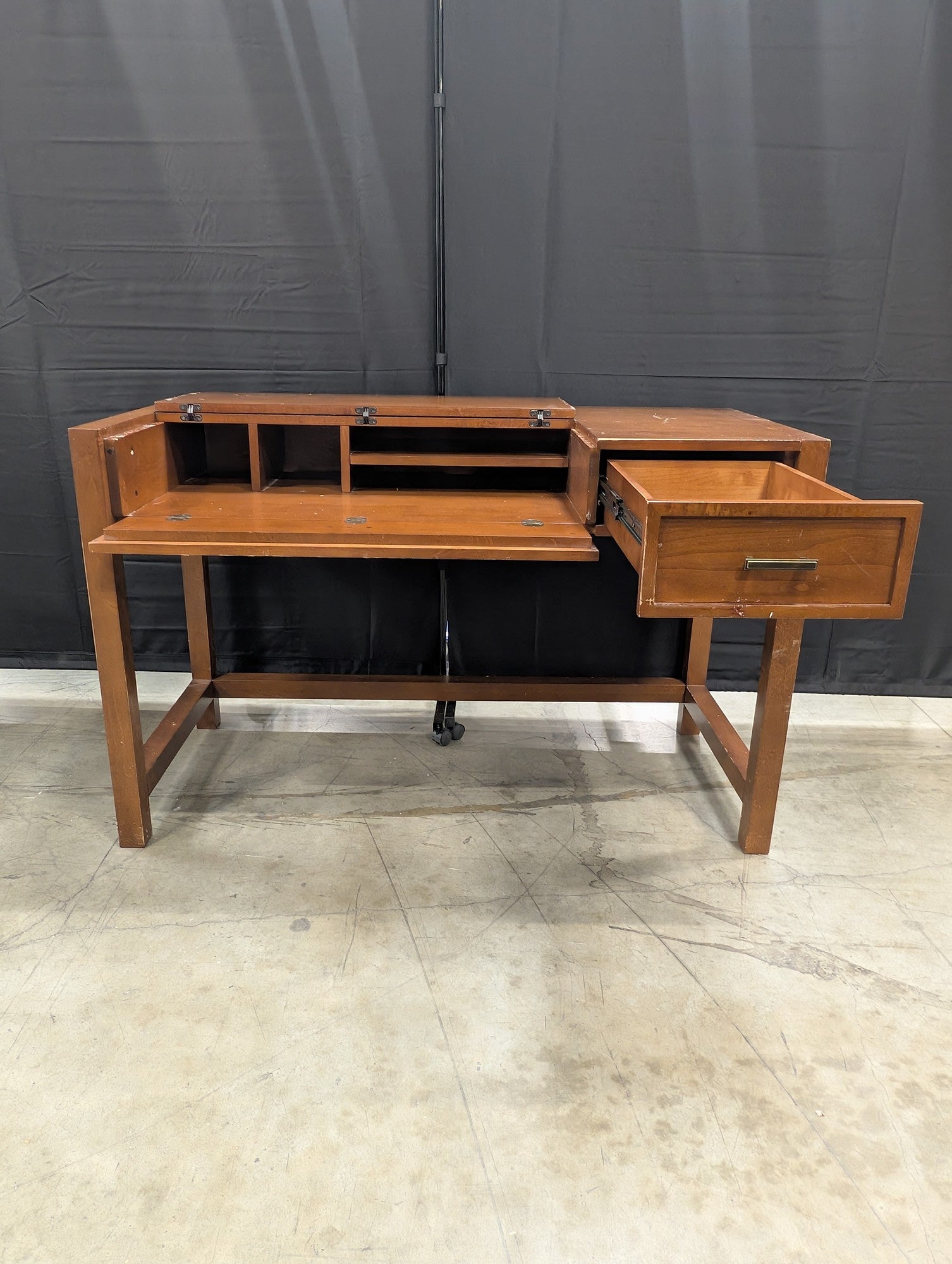 Brown Wood Front Drop Desk