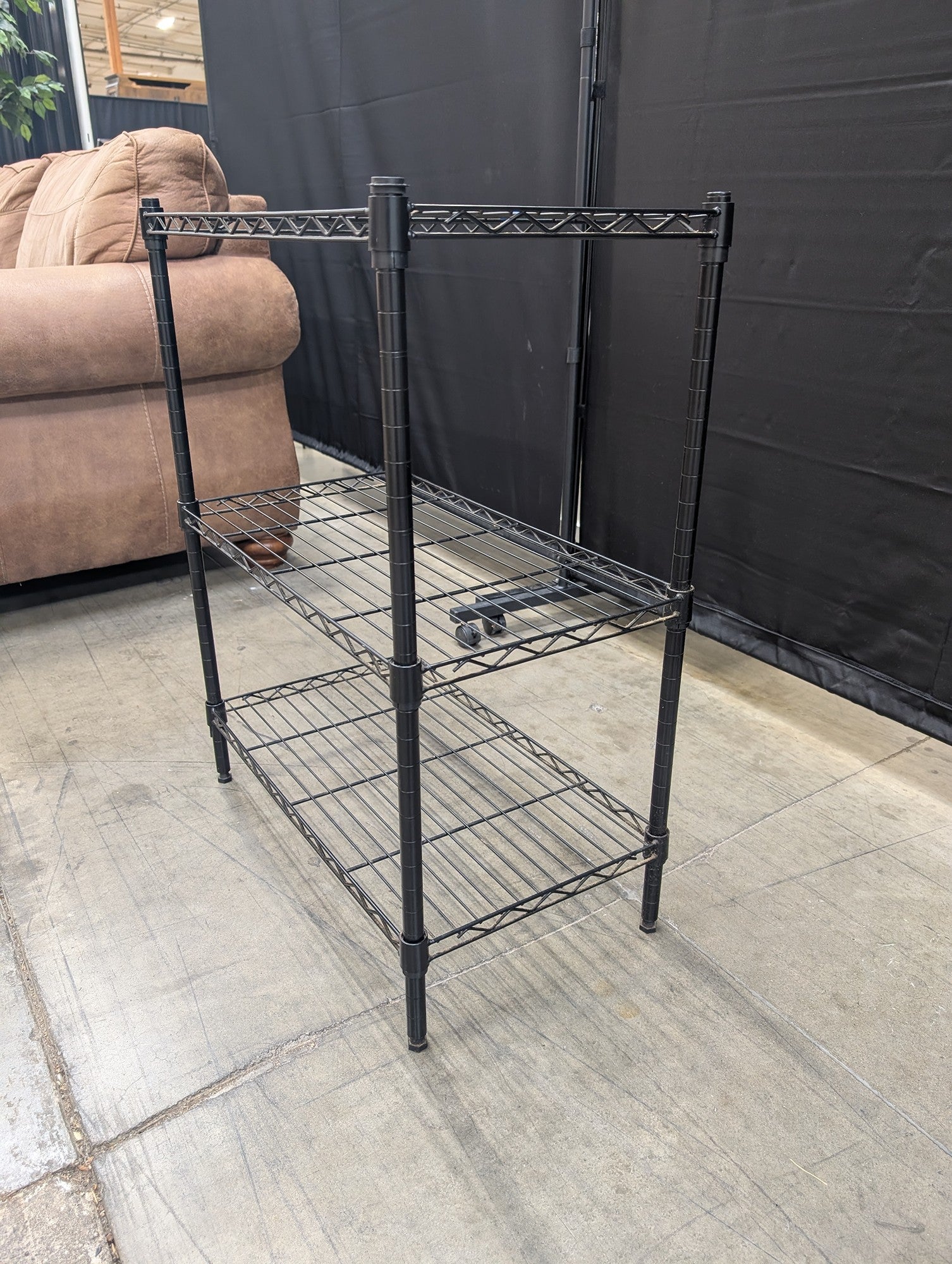 Black Metal Three-Tier Storage Shelf