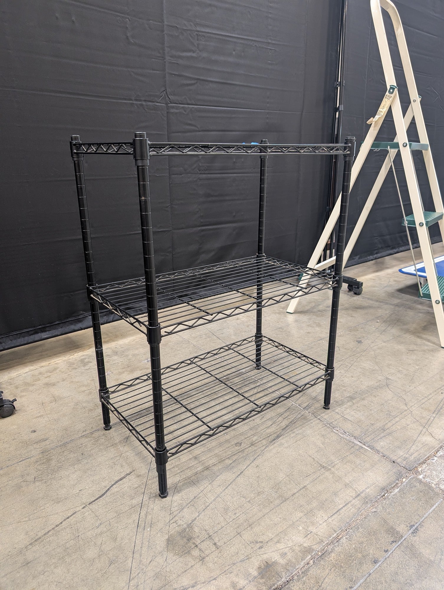 Black Metal Three-Tier Storage Shelf