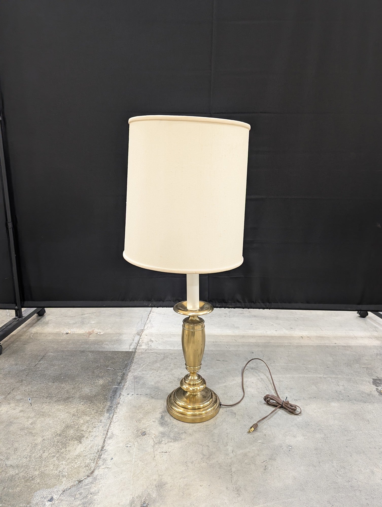 Traditional Brass Table Lamp with Cream Shade