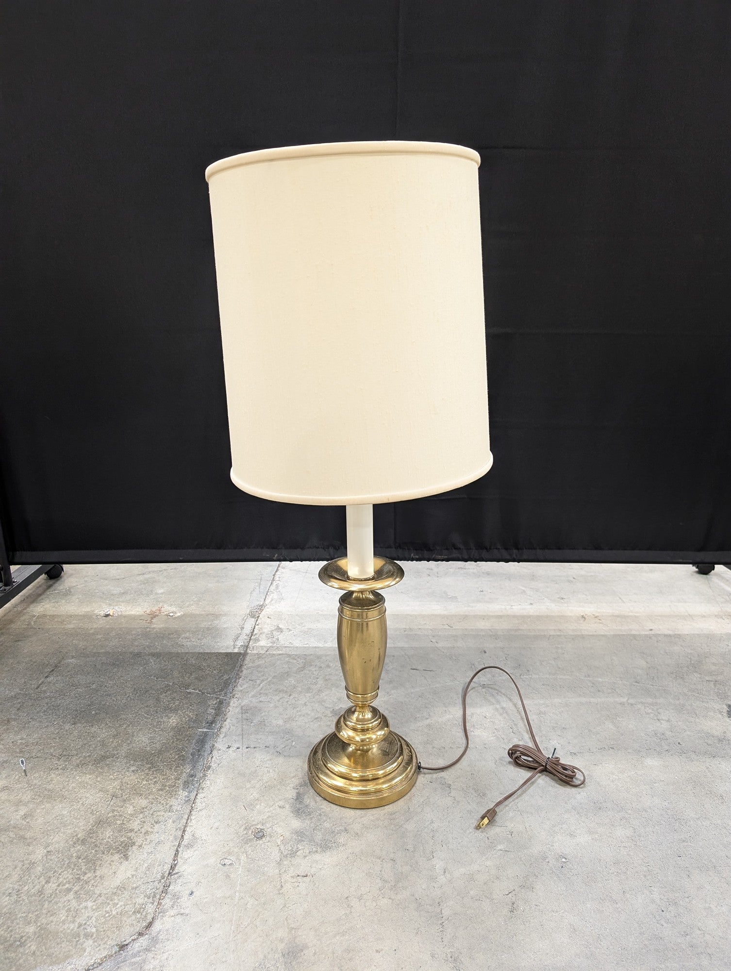 Traditional Brass Table Lamp with Cream Shade