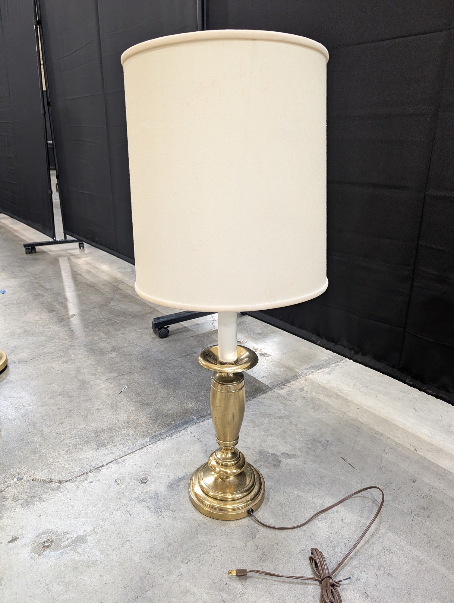 Traditional Brass Table Lamp with Cream Shade