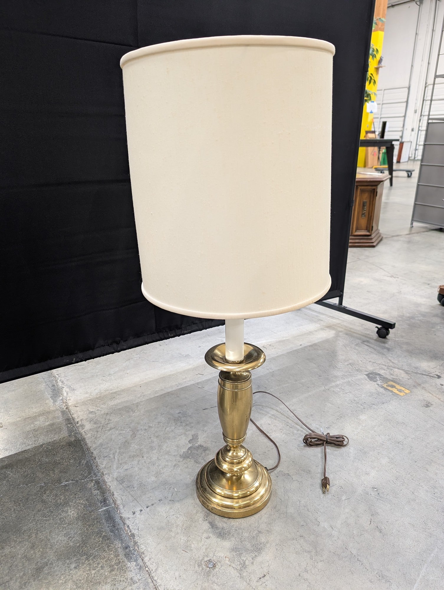 Traditional Brass Table Lamp with Cream Shade