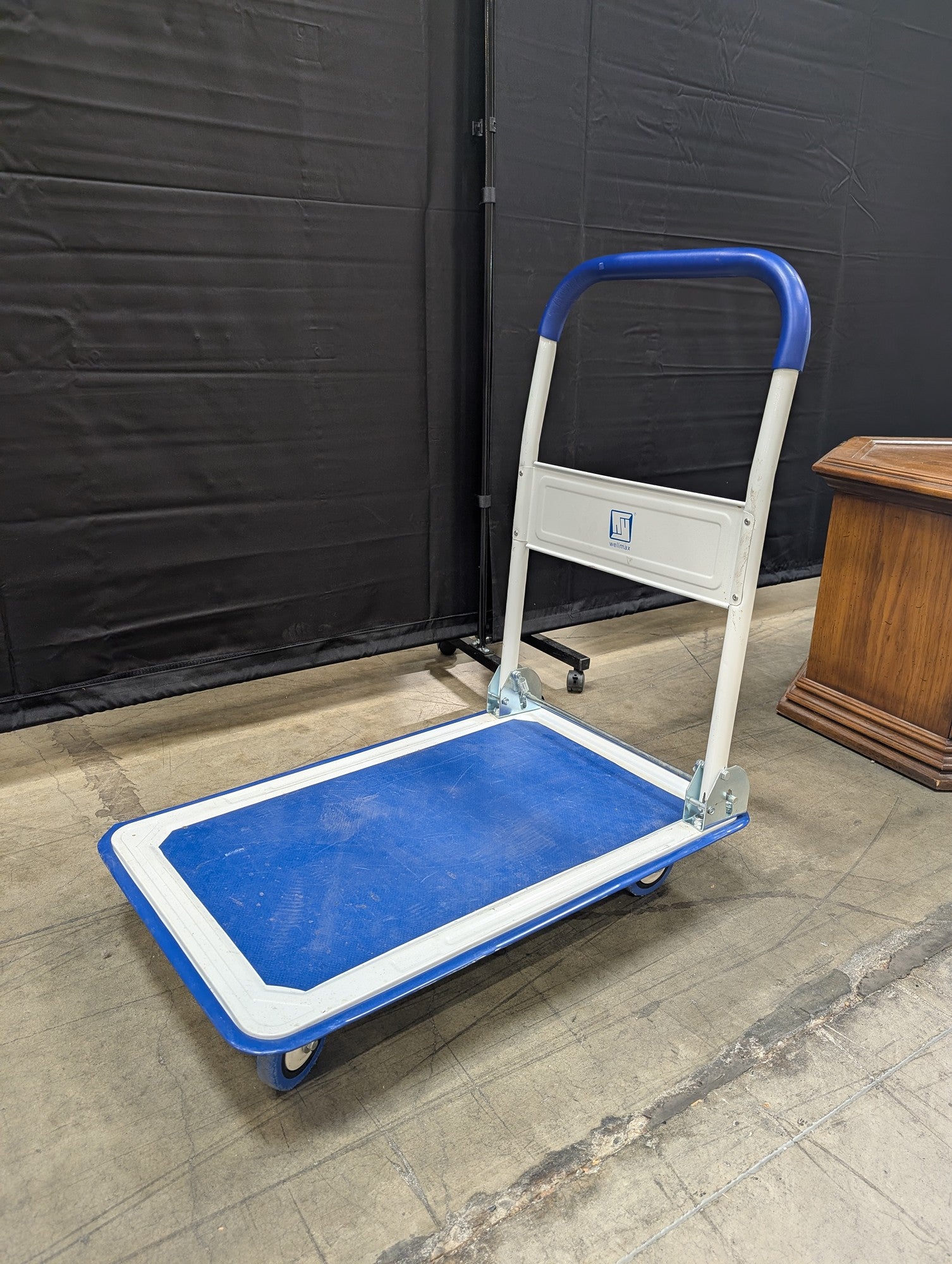 Wellmax Blue Folding Platform Cart with Four Wheels