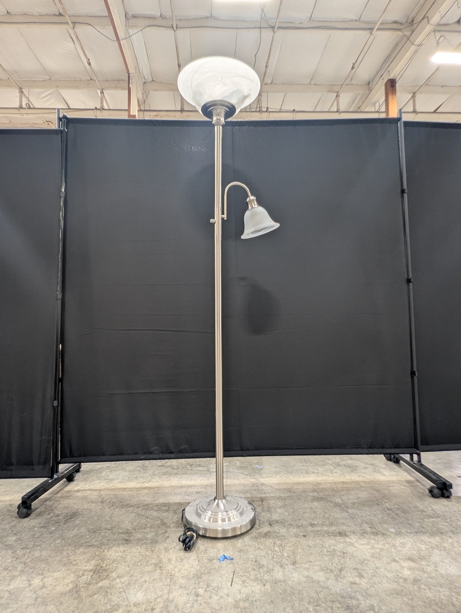 Brushed Nickel Torchiere Floor Lamp with Reading Light