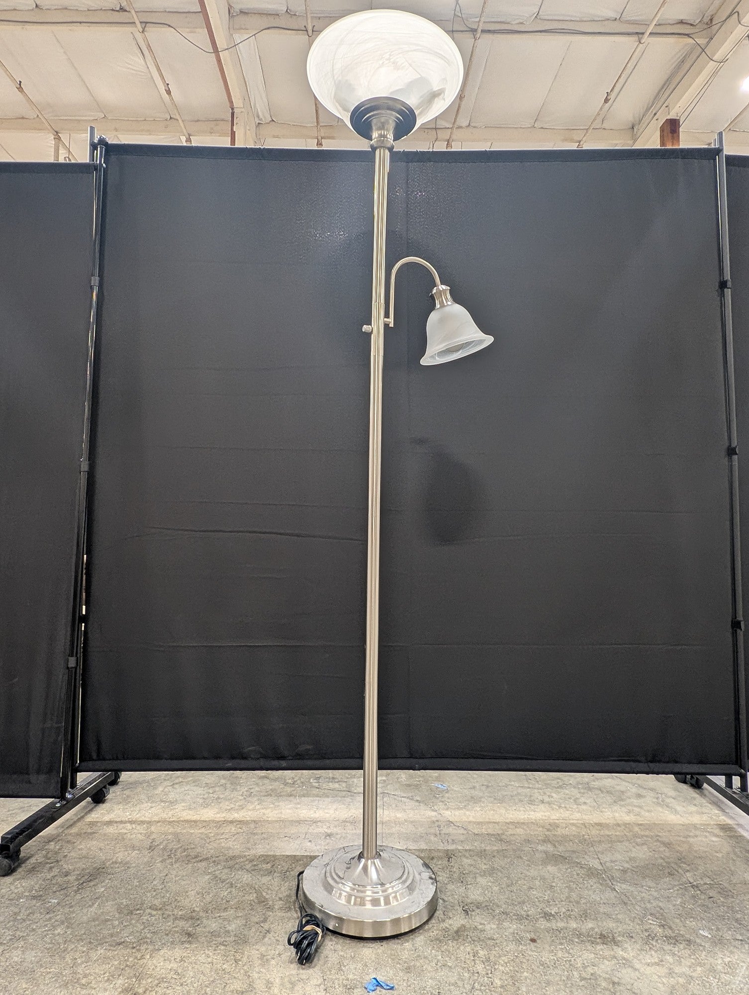 Brushed Nickel Torchiere Floor Lamp with Reading Light