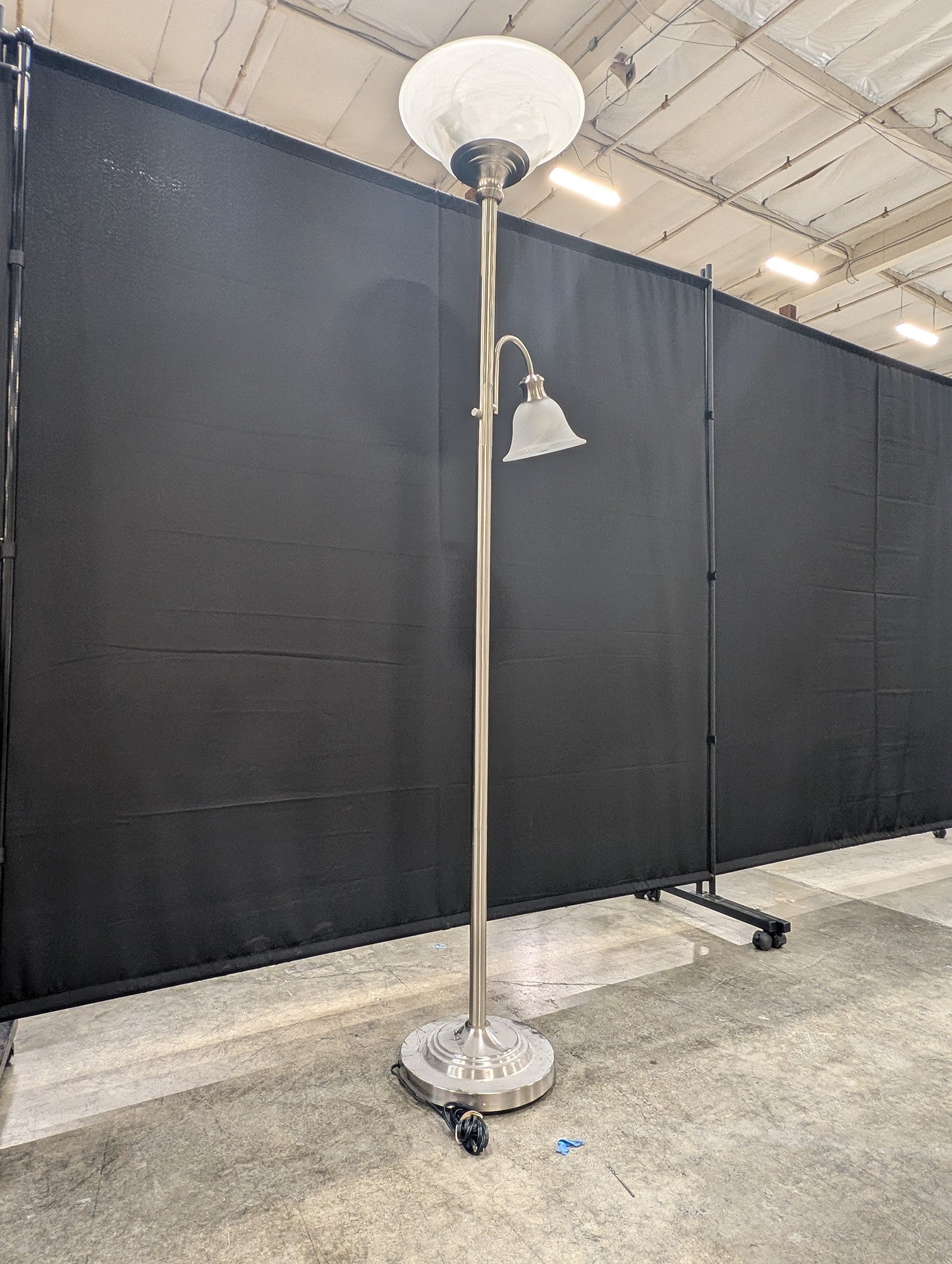 Brushed Nickel Torchiere Floor Lamp with Reading Light