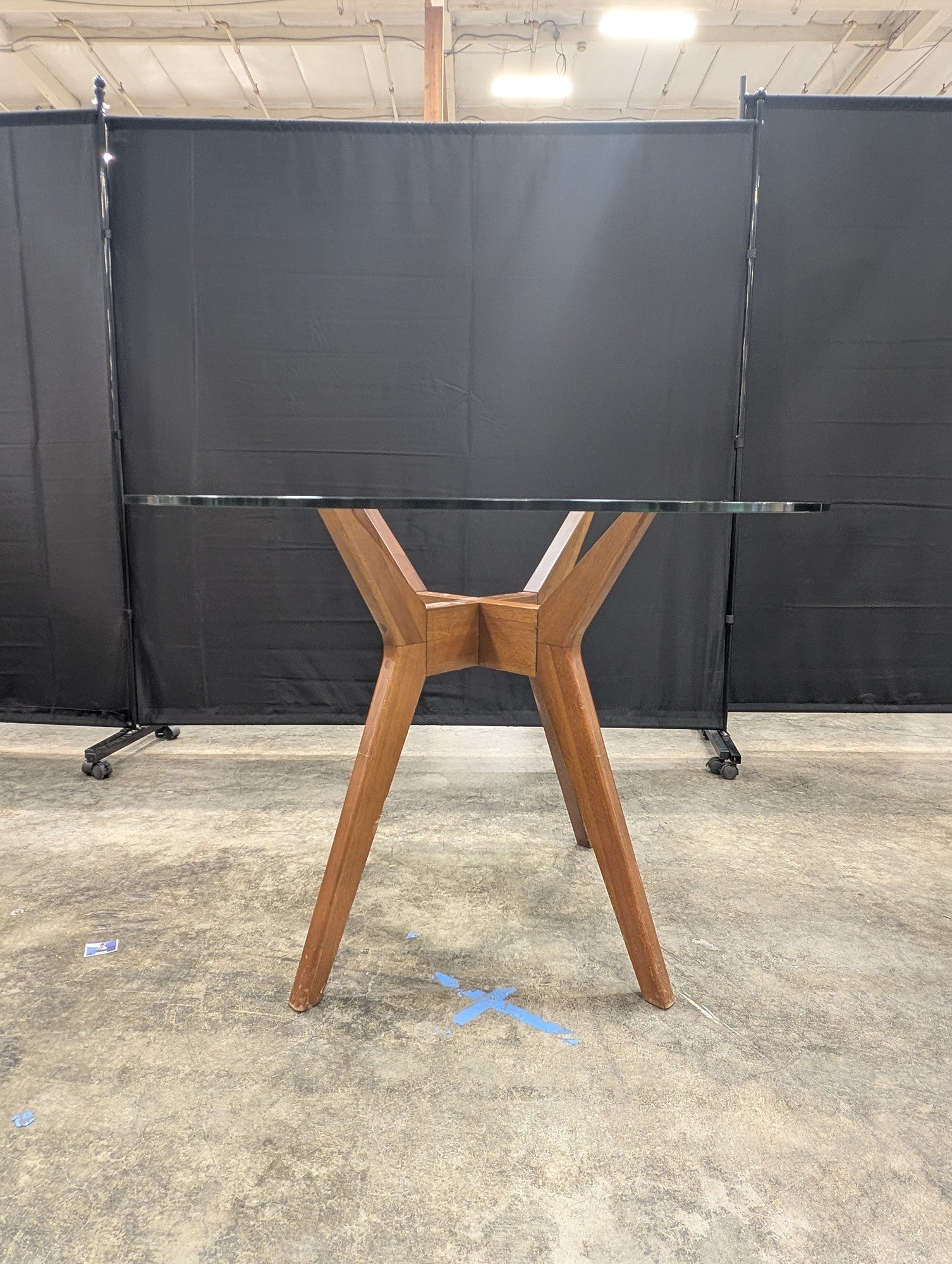 Mid-Century Modern Oval Glass Top Dining Table