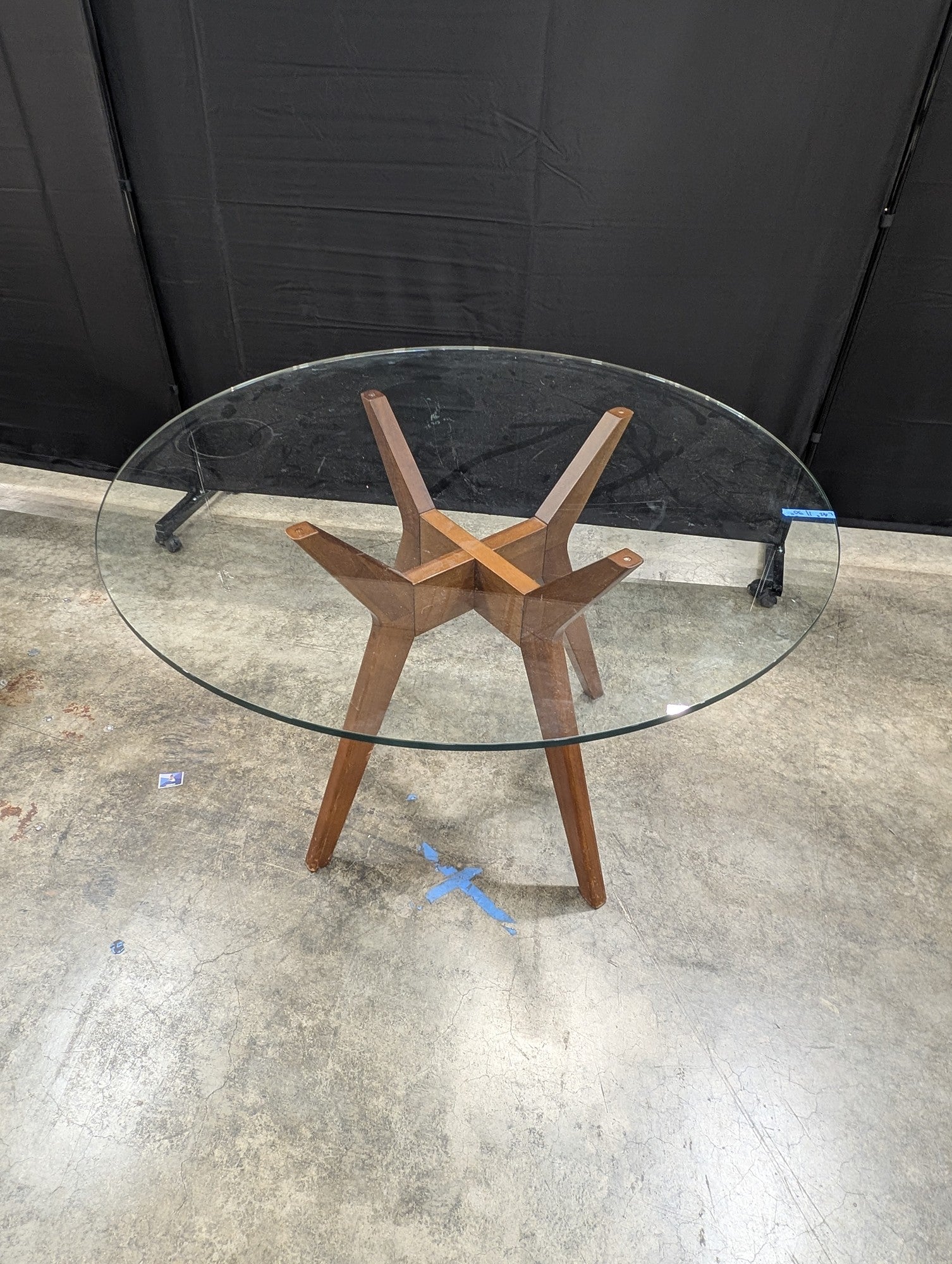 Mid-Century Modern Oval Glass Top Dining Table