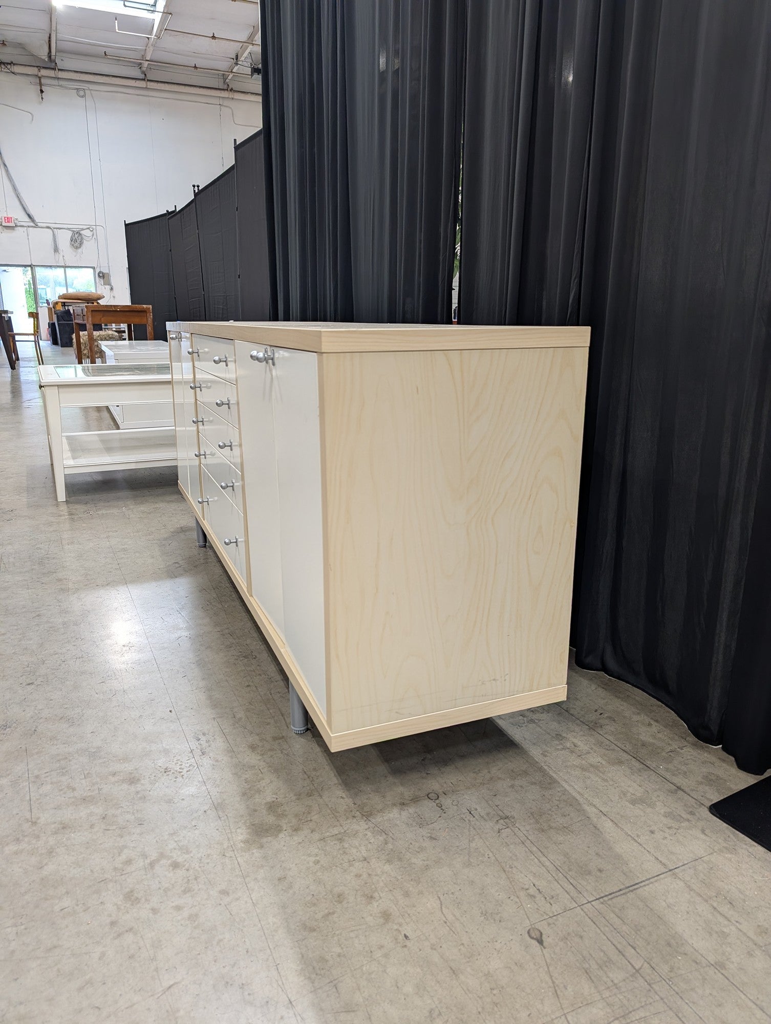 Light Wood and Cream Modern Storage Buffet