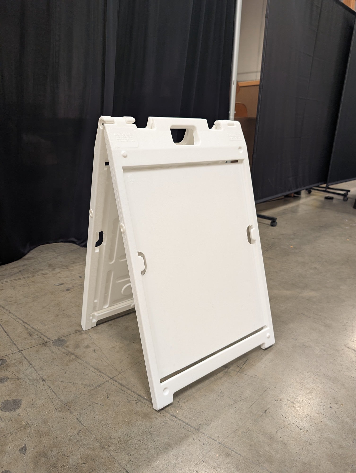 White PLASTICADE A-Frame Sign with Handle