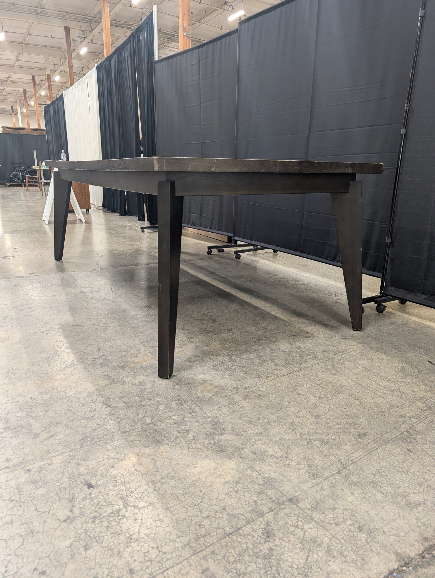 Dark Brown Wood Plank Top Dining Table
