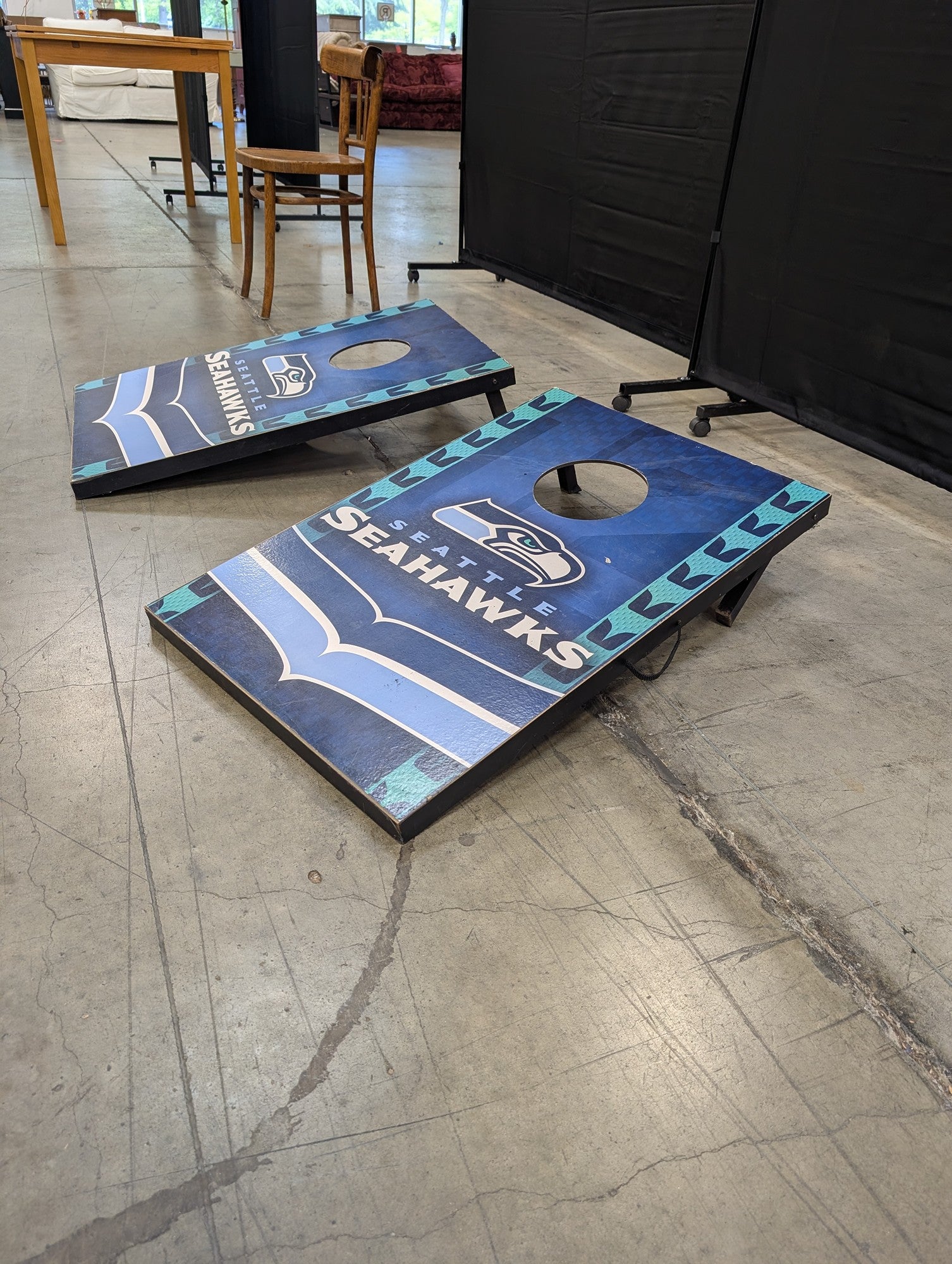 Seattle Seahawks Blue Team Cornhole Boards in Wood