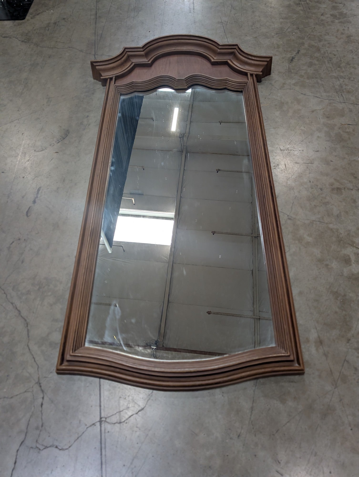 Vintage Arched Top Wall Mirror in Wood