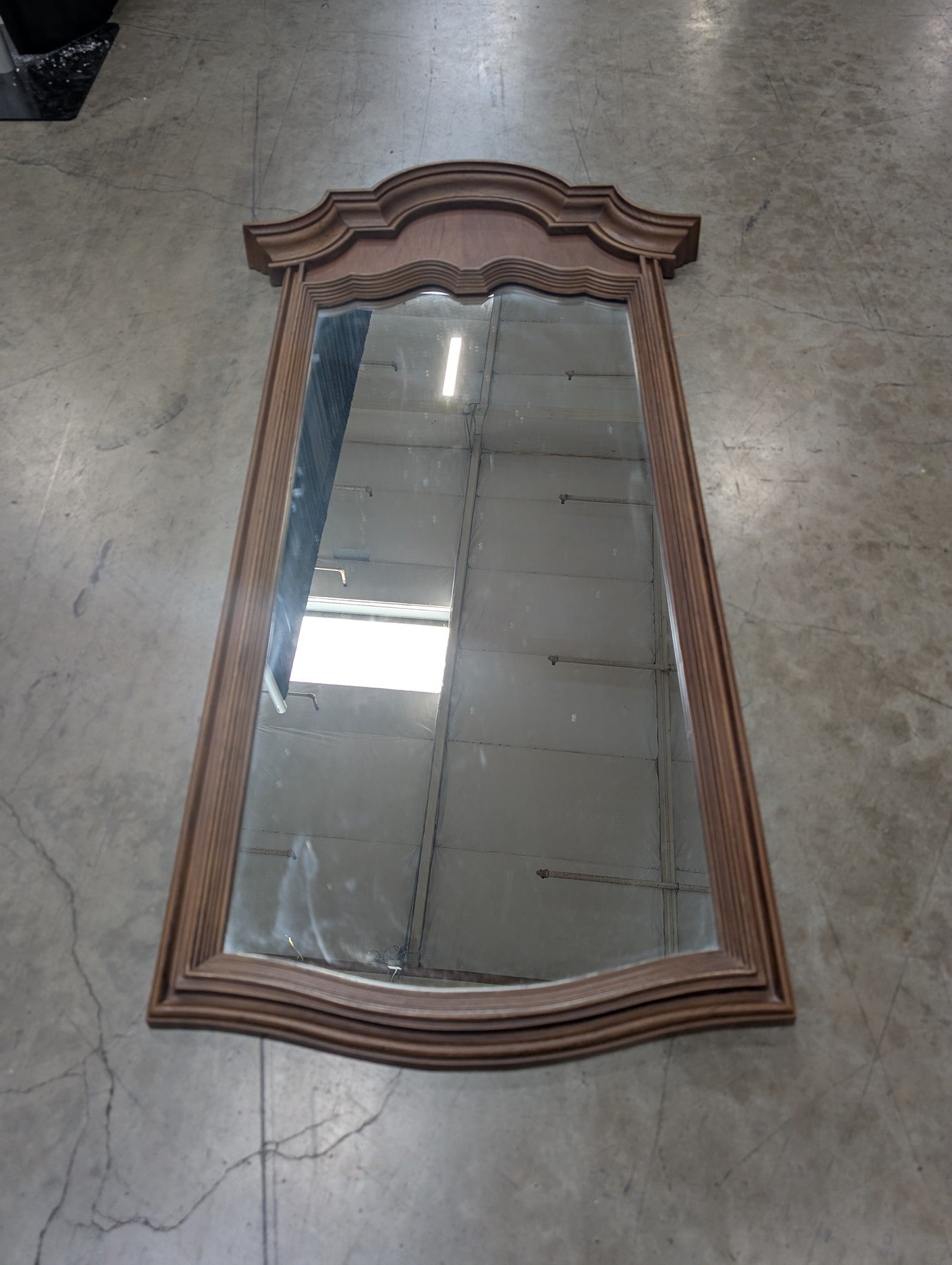 Vintage Arched Top Wall Mirror in Wood